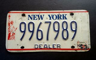 Vintage York Statue Of Liberty " Dealer " License Plate - 9967989