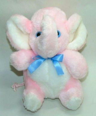 Vintage House Of Lloyd Pink Elephant Baby Plush Stuffed Animal Blue Eyes Taiwan