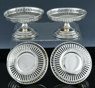Set Of 4 Art Deco American Sterling Silver Pedestal Nut Dishes Candy Bowls
