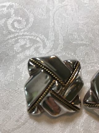 Vtg Sterling Silver 925 Pierced Earrings Post Square Button Taxco Mexico 2
