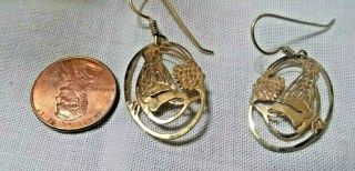 Vintage Wild Bryde Nuthatch Rectangle Dangle Earrings Gold Tone Signed