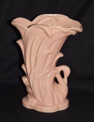 Vintage Mccoy Mccoy Pink / Peach Swan Vase 1940 