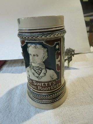 Antique Dr Swetts Rootbeer Mug Embossed Stoneware Brown Green