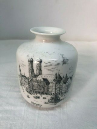 Vintage Porcelain Vase Ak Kaiser West Germany Munchen Marienplatz 4 1/4 " Tall