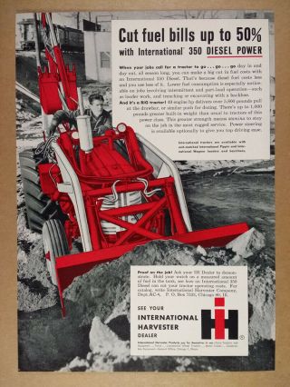 1958 Ih International Harvester 350 Diesel Tractor Vintage Print Ad