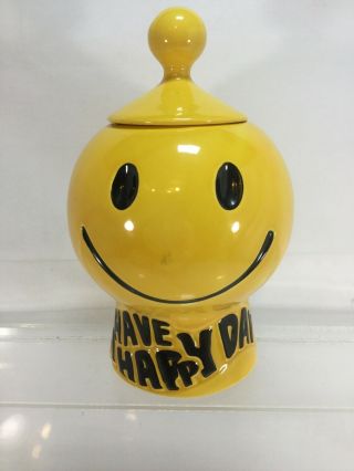 Mccoy Happy Face Vintage Cookie Jar Have A Happy Day Marked Mccoy Usa (cl)