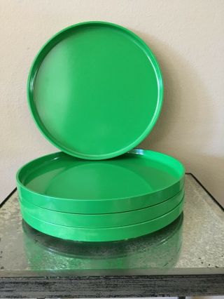 Vintage Heller Plates 10 " Set Of 4 Green Dinner Melamine Massimo Vignelli Read