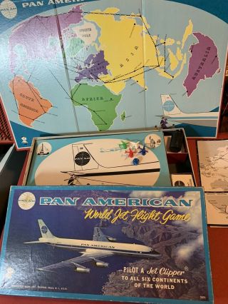 Vintage 1961 Pan Am Pan American Airlines World Jet Flight Game Board Game 60s