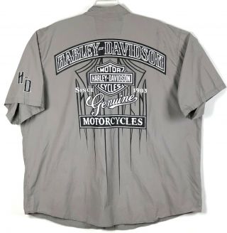 Harley Davidson Motorcycles H - D Button Up Shirt Gray Mens 3xl Ex Cond