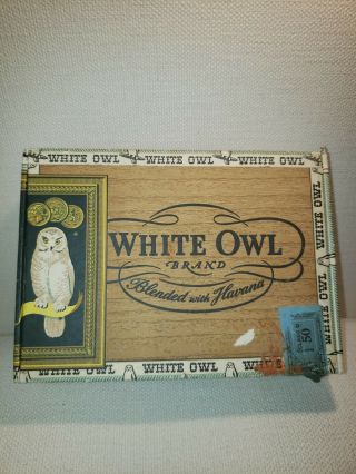 Vintage Cigar Box White Owl Invincible,  Blended W/ Havana,  Wood W/ Paper Labels