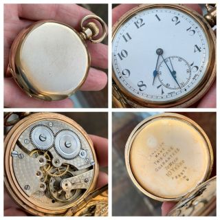 Antique Swiss Made Hunter Pocket Watch With Dennison Star Case