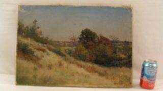 Antique 1905 American Impressionist Country Cottage Landscape O/c Painting