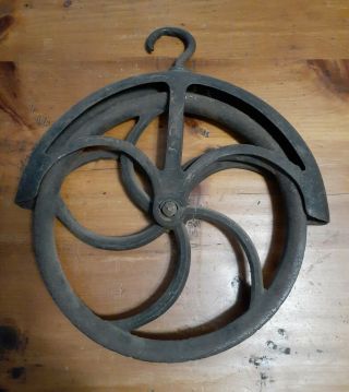 Vintage Cast Iron Well Pulley Barn Wheel Farmhouse/steampunk Decor 12 "