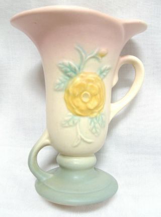 Vintage Hull Art Pottry Vase Open Rose Pattern Usa 127 - 4 3/4 "