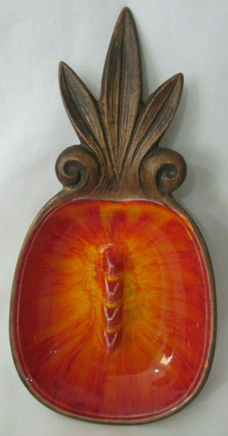 Vintage Treasure Craft Of Hawaii Tiki Orange Pineapple Ashtray No Smoke Smell