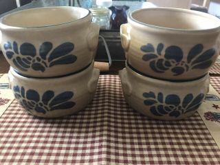 Pfaltzgraff Folk Art Onion Soup Bowls.  Vintage,  Made In The Usa Number 295