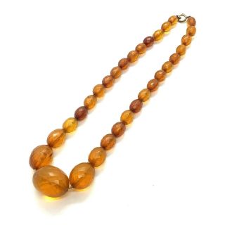 Antique Art Deco Natural Faceted Amber Bead Necklace 95