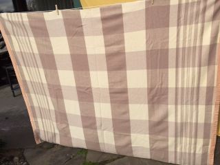 Vintage Blanket Wool Satin Trim Checked Strip 53 