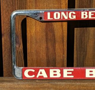 VINTAGE CABE BROS CALIFORNIA DEALER License Plate Frame LONG BEACH CA 2