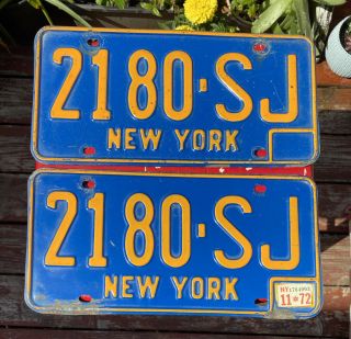 Glossy Vintage 1972 York License Plates 2180 - Sj