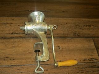 Vintage Universal Food Meat Grinder Hand Crank,  Table Mount Made In Usa - - Grn