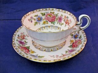 Vintage A.  B.  J.  Grafton Tea Cup And Saucer - " Malvern ".  - Made In England