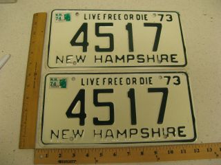 1973 73 1974 74 Hampshire Nh License Plate Pair Set 4517
