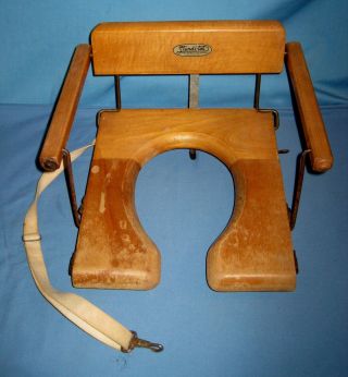 Vtg Folding Wood 1950 Childs Potty Chair/seat/trainer Clip On Camping Sturdi - Tot