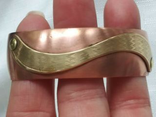 Vtg.  Copper & Brass Unusual Cuff Bracelet