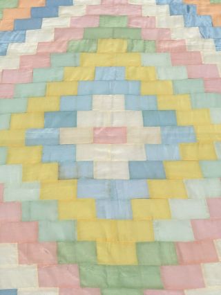 Vintage Handmade Hand Stitched Unfinished Patchwork Quilt Shimmery Size 82”x65”