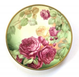Vintage Thomas Sevres Bavaria Hand Painted Roses Decorative Plate