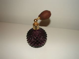 Antique Vintage Purple Glass Perfume Atomizer Spray Bottle