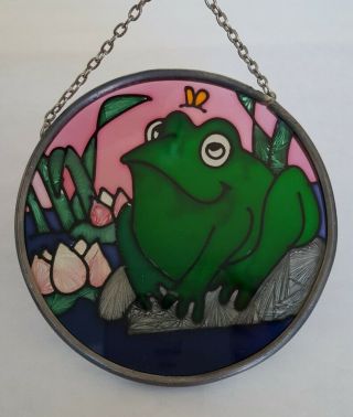 Vintage1994 Sweet Frog Stained Glass Sun Catcher.