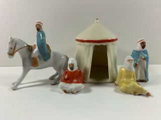 Vintage Erphila Germany Arabian Figurines & Tent Arabs In Desert Miniatures