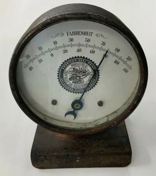 Vintage Thermometer American Seal Paint Round Advertising Troy York Antique