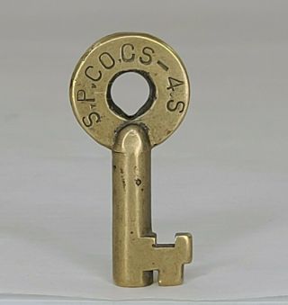 Vintage Southern Pacific Railroad Brass Switch Key S.  P.  Co Cs - 4s Adlak