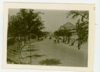 Vintage Ww2 China Photograph 1945 Tientsin Compound Wall Street Photo Tianjin