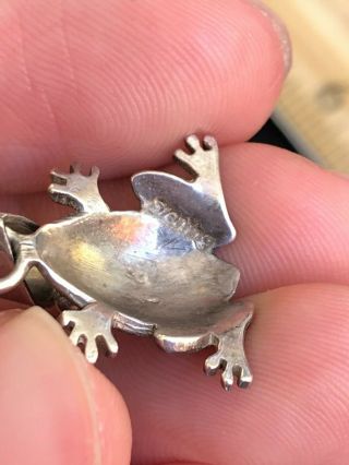 Vintage Native American Tribal Sterling Silver Frog Cute Pendant - 1.  15” 3