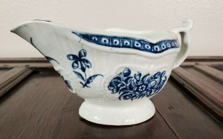 Antique Worcester Dr Wall Porcelain Sauceboat English Blue & White 18th C.  1