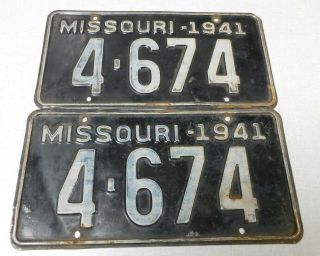 1941 Missouri Passenger Car License Plate Pair