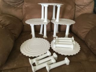 5 White Vintage Wilton 8” Plates,  20 5” Pillars Cake Decorating