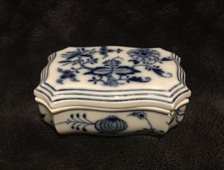 Rare 19th Century Antique Meissen Blue Onion Porcelain Match Box
