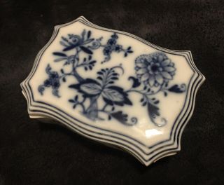 RARE 19th Century Antique Meissen Blue Onion Porcelain Match Box 3