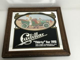 Vintage Cadillac " Thirty " For 1911 Advertising Mirror 9 " X 9 " Wood Frame