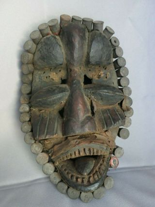 Old African Wee Tribe Wood Carved Ceremonial Mask Liberia / Ivory Coast