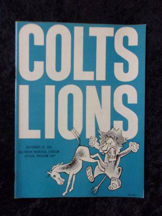 Vintage September 30,  1961 Baltimore Colts Vs Detroit Lions Nfl Program 866