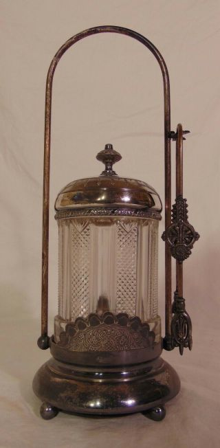 Deco Wilcox Eastlake Victorian Silverplate Pickle Castor Diamond Panel Jar