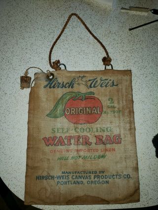 Hirsch Weis 2 Gallon Self - Cooling Water Bag No.  1502 Vintage 30s Antique