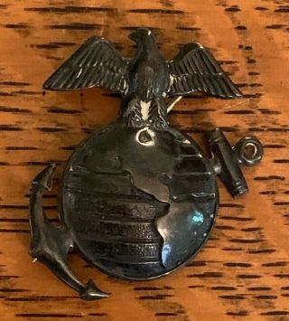 Vintage Sterling Silver Usmc Marines Pin - Eagle,  Globe,  & Anchor