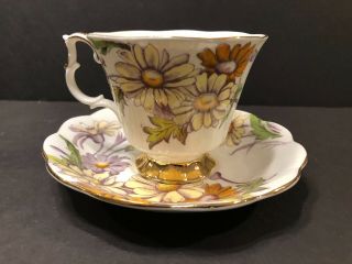 Royal Albert Vintage Bone China Flower Of The Month 4 Daisy Tea Cup & Saucer